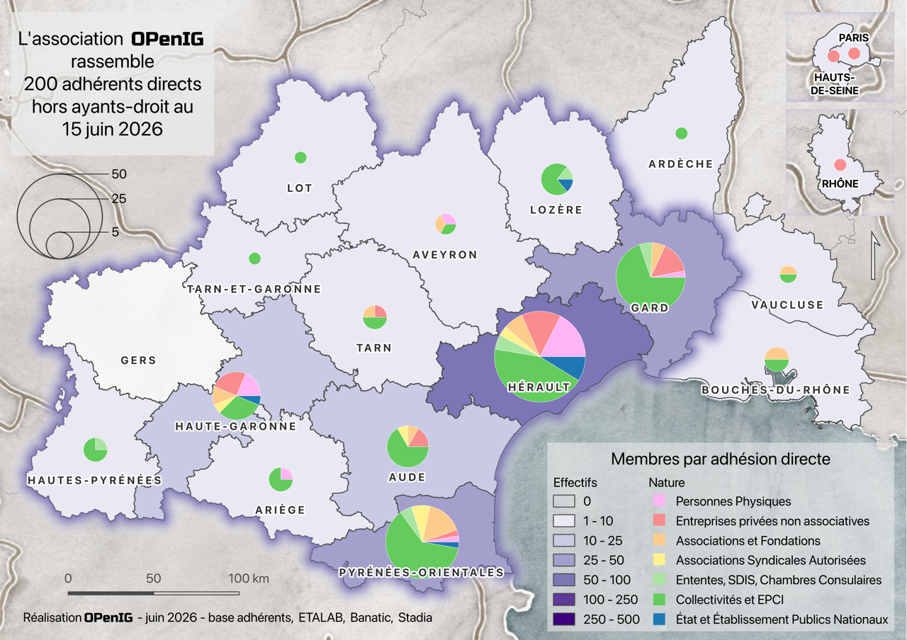 Carte des 200 adhérents d'OPenIG au 15 juin 2026