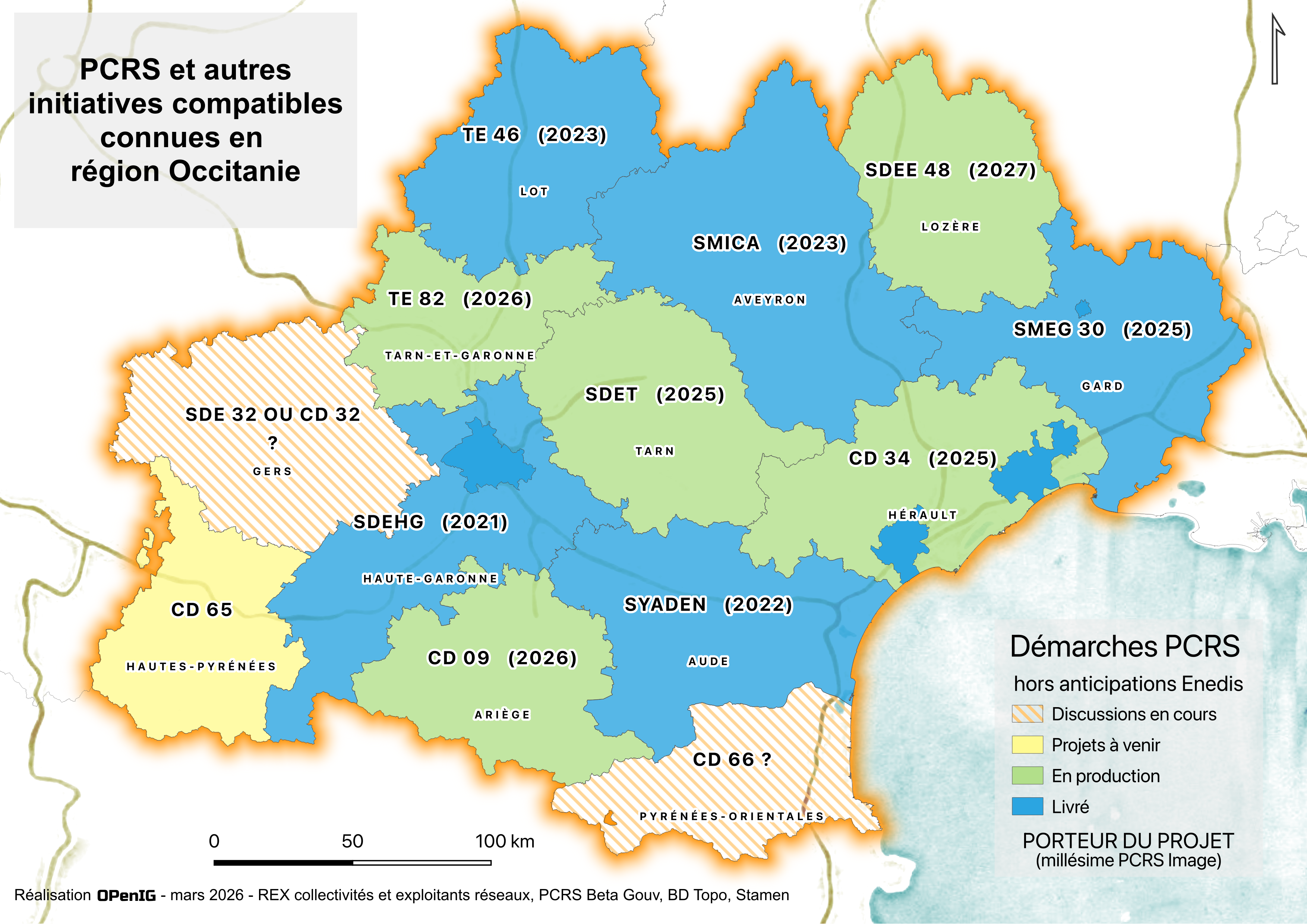 Avancement des PCRS d'Occitanie en mars 2026