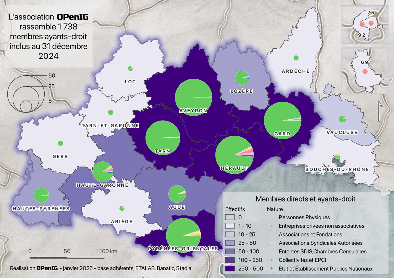 Carte des adhérents et ayants-droit d'OPenIG