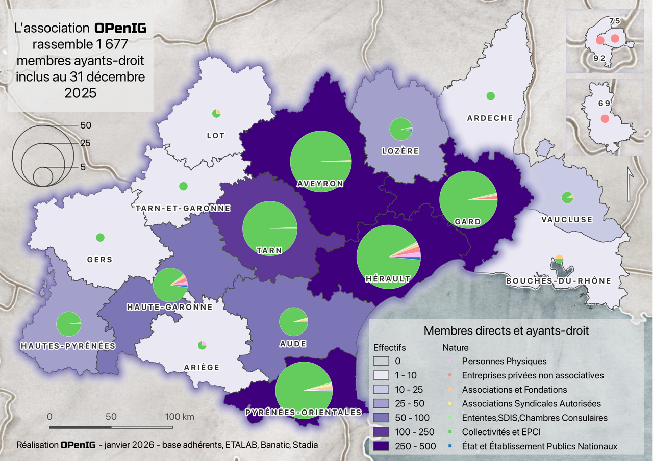 Carte des adhérents et ayants-droit d'OPenIG fin décembre 2025