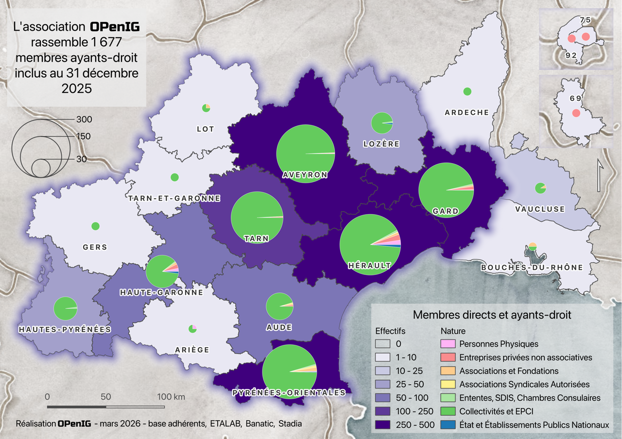 Carte des membres et ayants-droit d'OPenIG fin 2025
