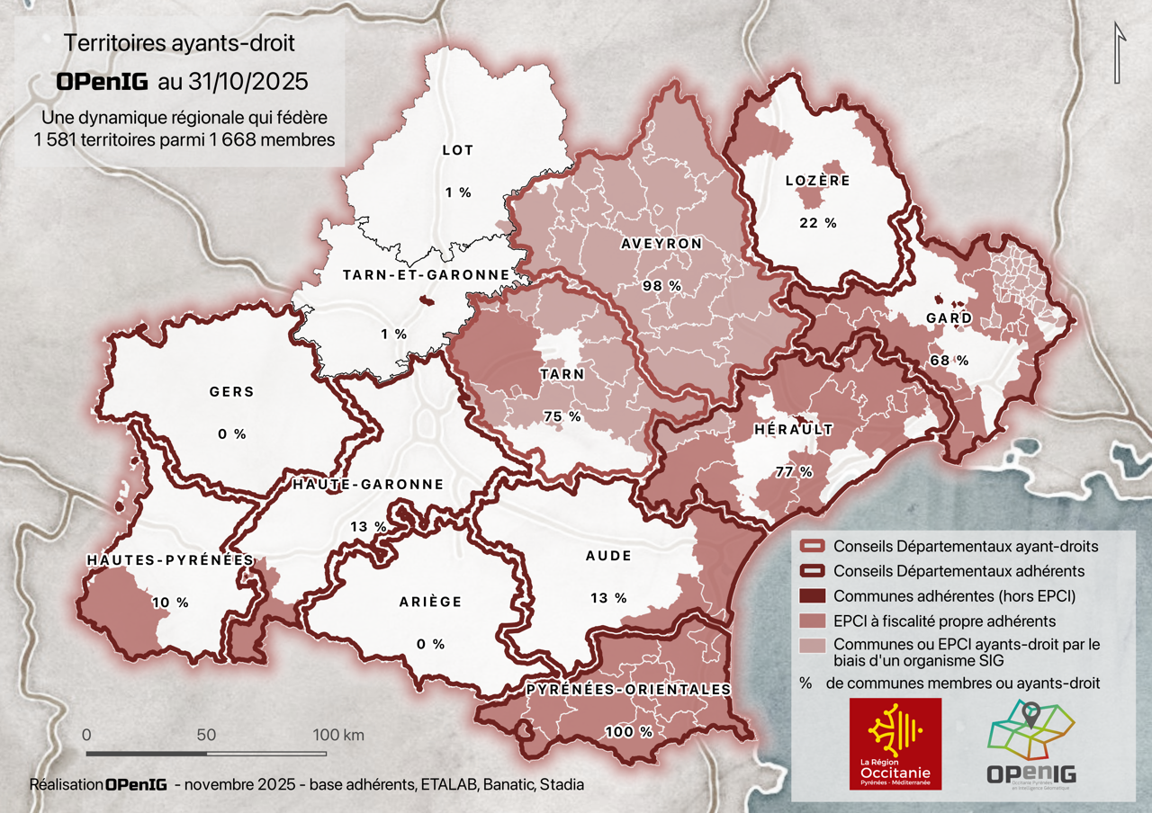 Territoires ayants-droit d'OPenIG en octobre 2025